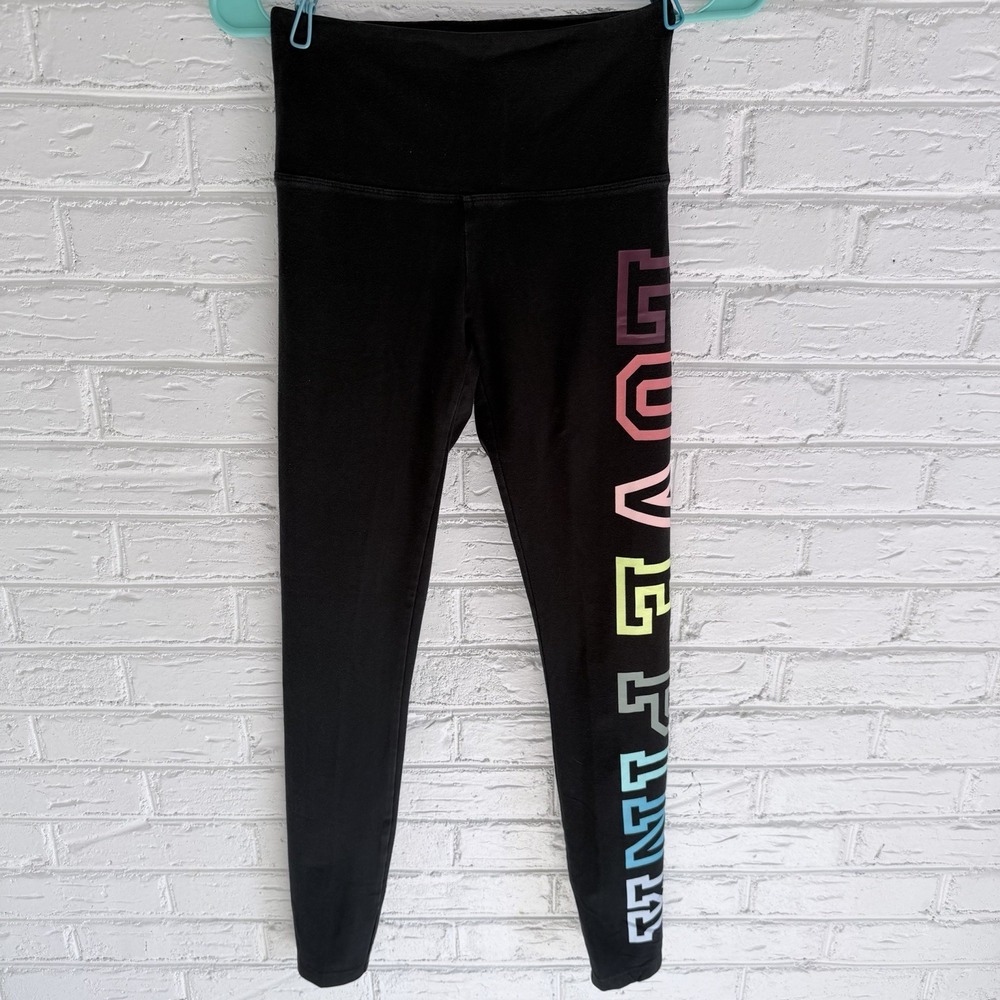 PINK Victoria's‎ Secret Multicolor Love Pink Graphic Leggings Black Size XSmall